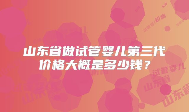 山东省做试管婴儿第三代价格大概是多少钱?
