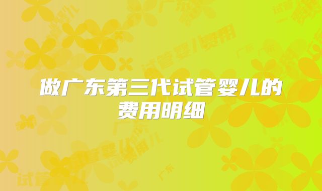 做广东第三代试管婴儿的费用明细