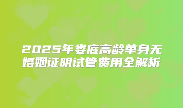 2025年娄底高龄单身无婚姻证明试管费用全解析