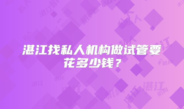 湛江找私人机构做试管要花多少钱？