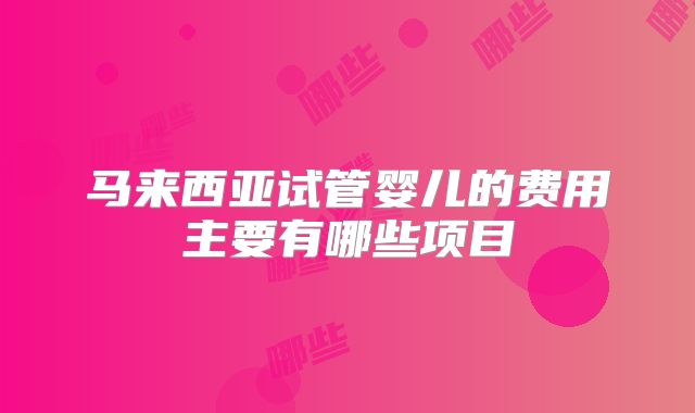 马来西亚试管婴儿的费用主要有哪些项目