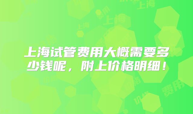 上海试管费用大概需要多少钱呢，附上价格明细！