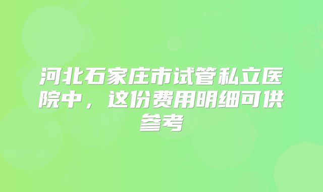 河北石家庄市试管私立医院中，这份费用明细可供参考