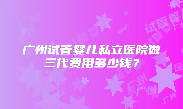广州试管婴儿私立医院做三代费用多少钱？