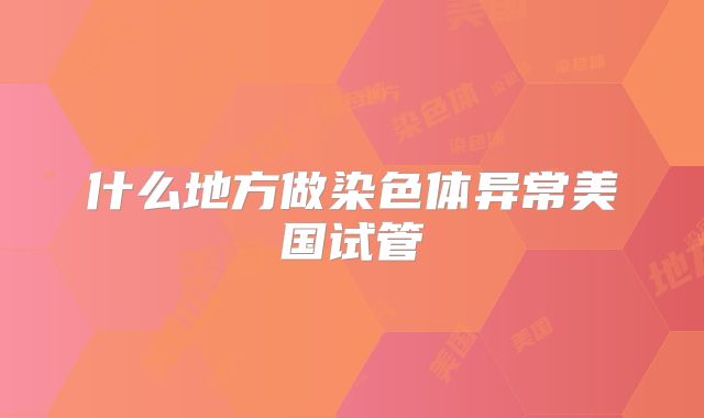 什么地方做染色体异常美国试管