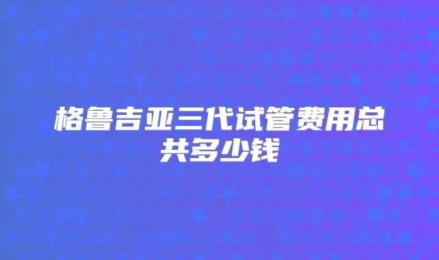 格鲁吉亚三代试管费用总共多少钱