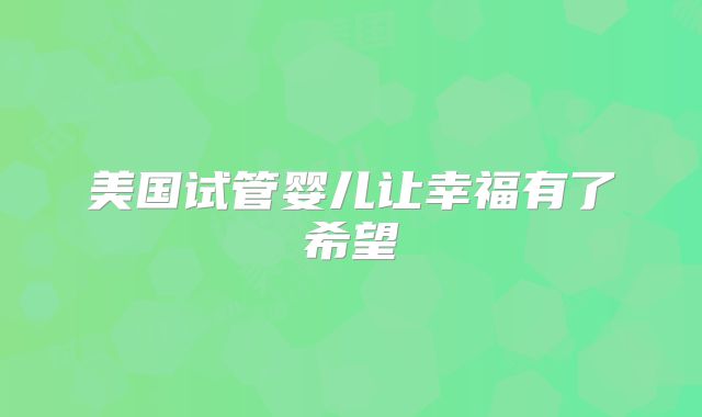 美国试管婴儿让幸福有了希望
