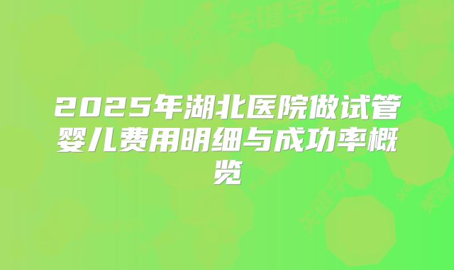 2025年湖北医院做试管婴儿费用明细与成功率概览