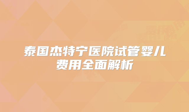 泰国杰特宁医院试管婴儿费用全面解析