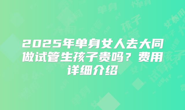 2025年单身女人去大同做试管生孩子贵吗？费用详细介绍