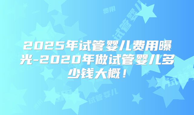 2025年试管婴儿费用曝光-2020年做试管婴儿多少钱大概！