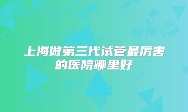 上海做第三代试管最厉害的医院哪里好