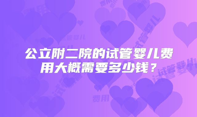 公立附二院的试管婴儿费用大概需要多少钱?