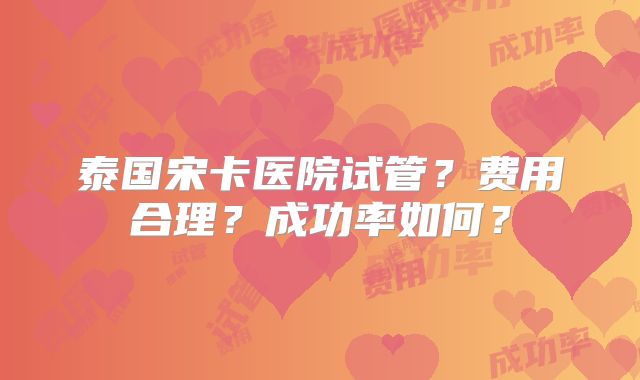 泰国宋卡医院试管？费用合理？成功率如何？