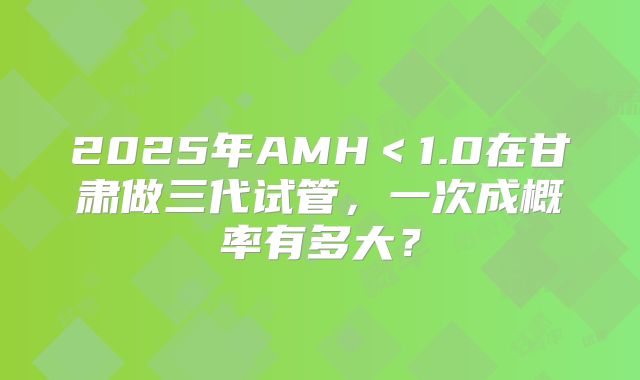 2025年AMH＜1.0在甘肃做三代试管，一次成概率有多大？