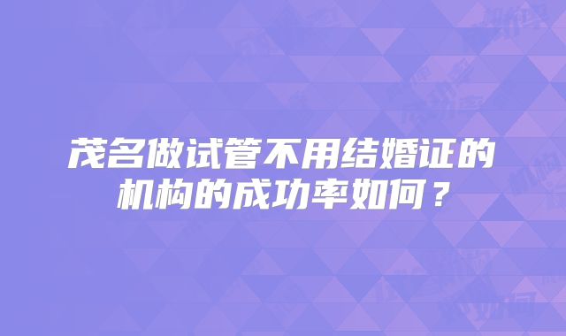 茂名做试管不用结婚证的机构的成功率如何？