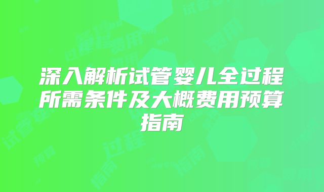 深入解析试管婴儿全过程所需条件及大概费用预算指南