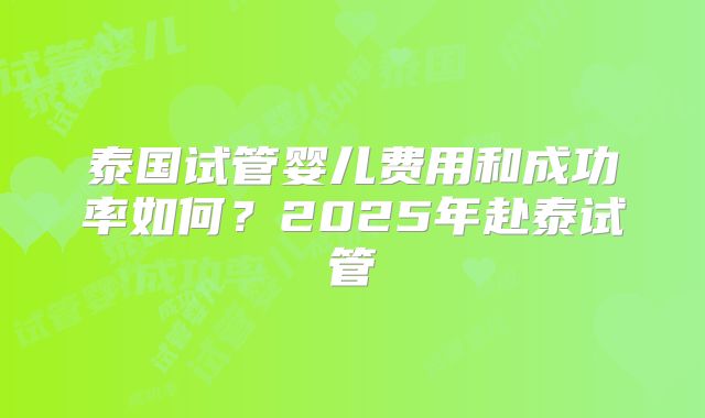 泰国试管婴儿费用和成功率如何？2025年赴泰试管