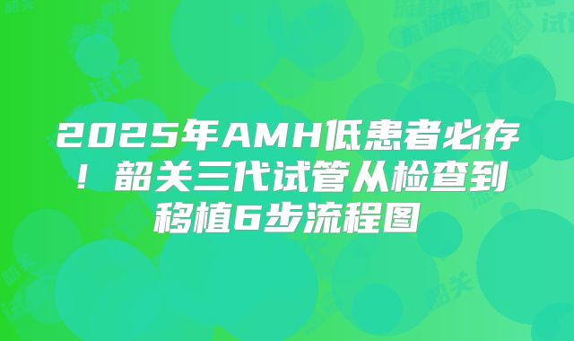 2025年AMH低患者必存！韶关三代试管从检查到移植6步流程图