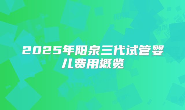 2025年阳泉三代试管婴儿费用概览