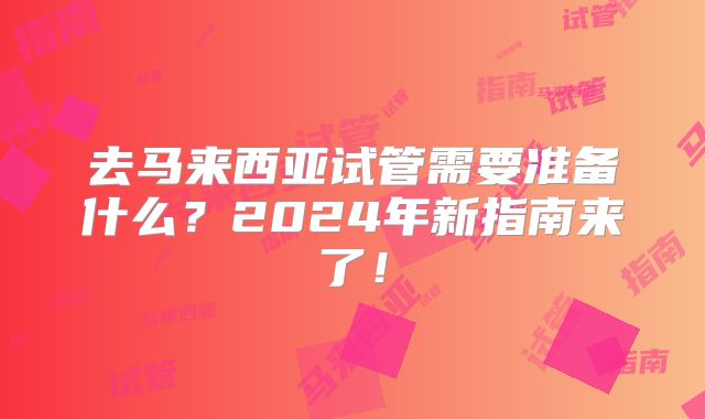 去马来西亚试管需要准备什么？2024年新指南来了！