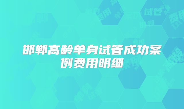 邯郸高龄单身试管成功案例费用明细