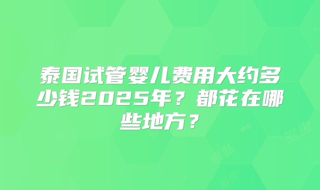 泰国试管婴儿费用大约多少钱2025年?都花在哪些地方?