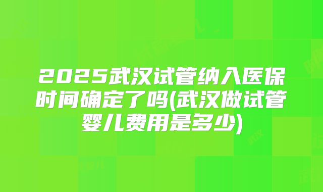 2025武汉试管纳入医保时间确定了吗(武汉做试管婴儿费用是多少)