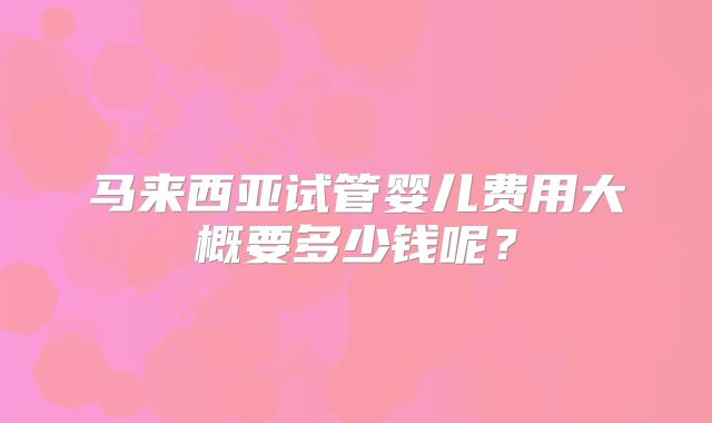 马来西亚试管婴儿费用大概要多少钱呢？