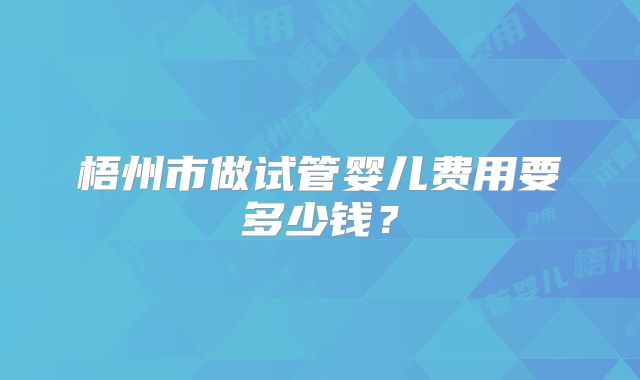 梧州市做试管婴儿费用要多少钱？