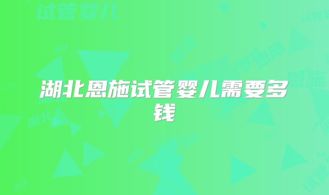 湖北恩施试管婴儿需要多钱