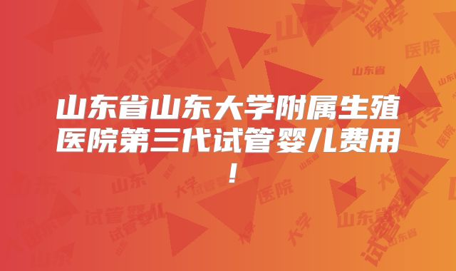 山东省山东大学附属生殖医院第三代试管婴儿费用！