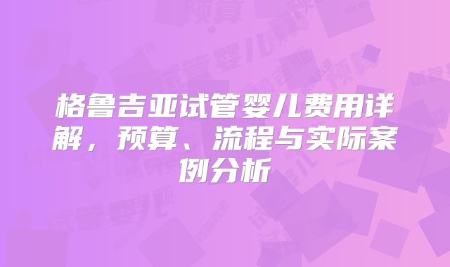 格鲁吉亚试管婴儿费用详解,预算、流程与实际案例分析