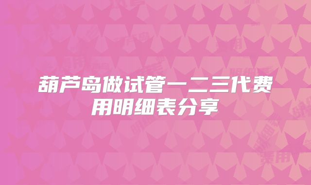 葫芦岛做试管一二三代费用明细表分享