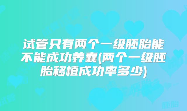 试管只有两个一级胚胎能不能成功养囊(两个一级胚胎移植成功率多少)