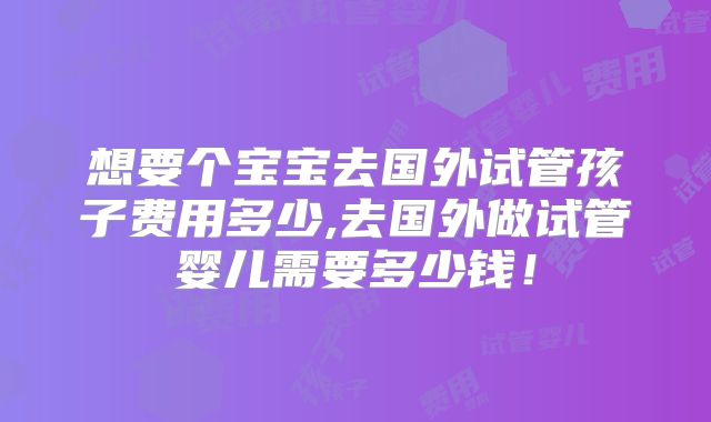 想要个宝宝去国外试管孩子费用多少,去国外做试管婴儿需要多少钱！