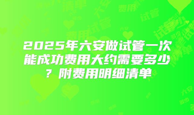 2025年六安做试管一次能成功费用大约需要多少？附费用明细清单