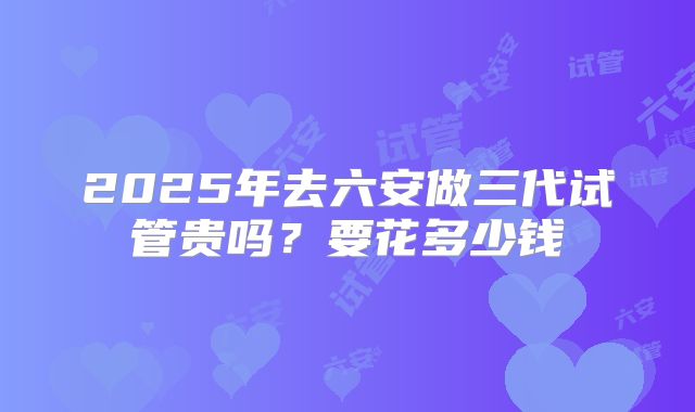 2025年去六安做三代试管贵吗？要花多少钱