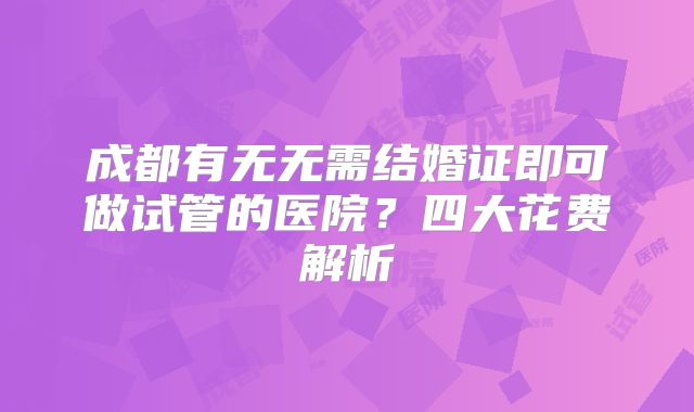 成都有无无需结婚证即可做试管的医院?四大花费解析