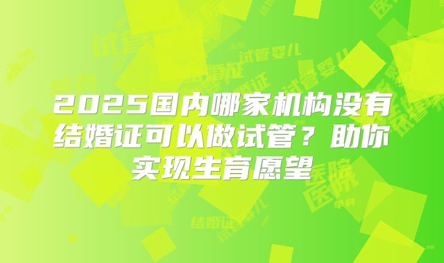 2025国内哪家机构没有结婚证可以做试管?助你实现生育愿望