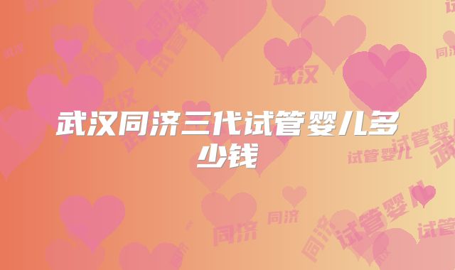 武汉同济三代试管婴儿多少钱