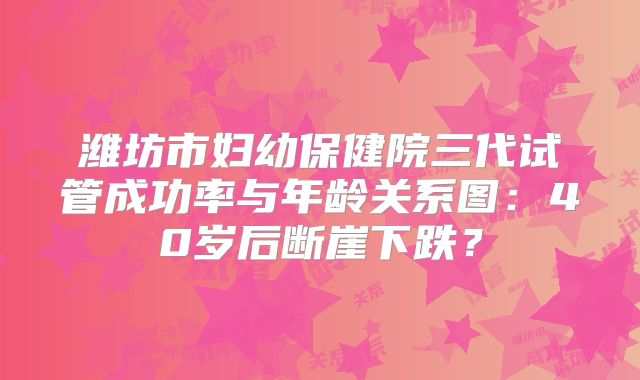 潍坊市妇幼保健院三代试管成功率与年龄关系图：40岁后断崖下跌？