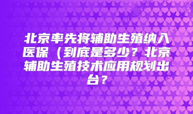 北京率先将辅助生殖纳入医保（到底是多少？北京辅助生殖技术应用规划出台？