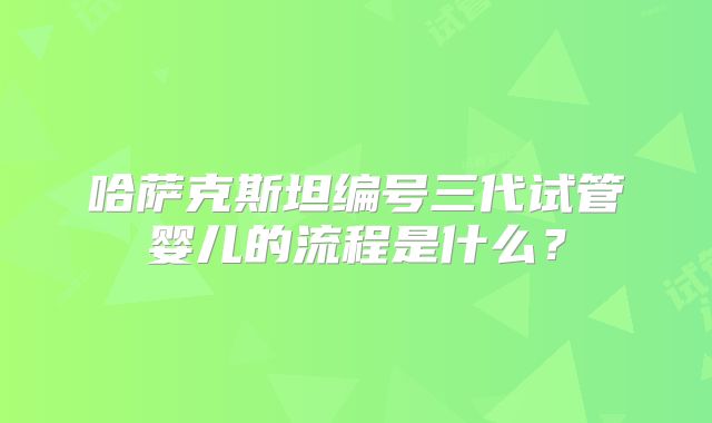 哈萨克斯坦编号三代试管婴儿的流程是什么？
