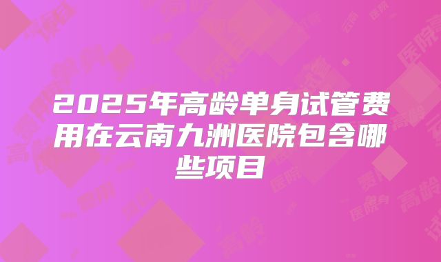 2025年高龄单身试管费用在云南九洲医院包含哪些项目