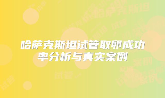 哈萨克斯坦试管取卵成功率分析与真实案例