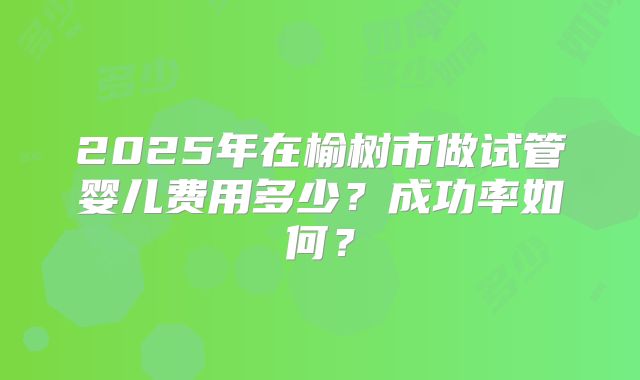 2025年在榆树市做试管婴儿费用多少？成功率如何？