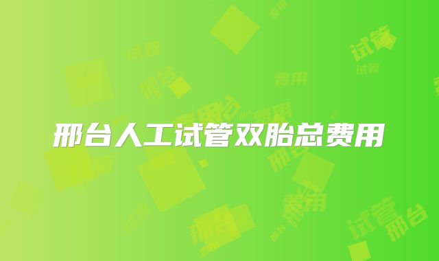 邢台人工试管双胎总费用