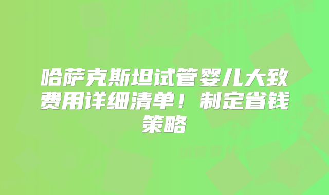 哈萨克斯坦试管婴儿大致费用详细清单!制定省钱策略