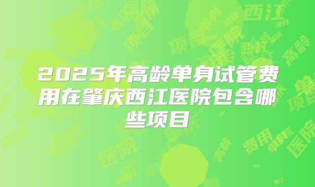 2025年高龄单身试管费用在肇庆西江医院包含哪些项目
